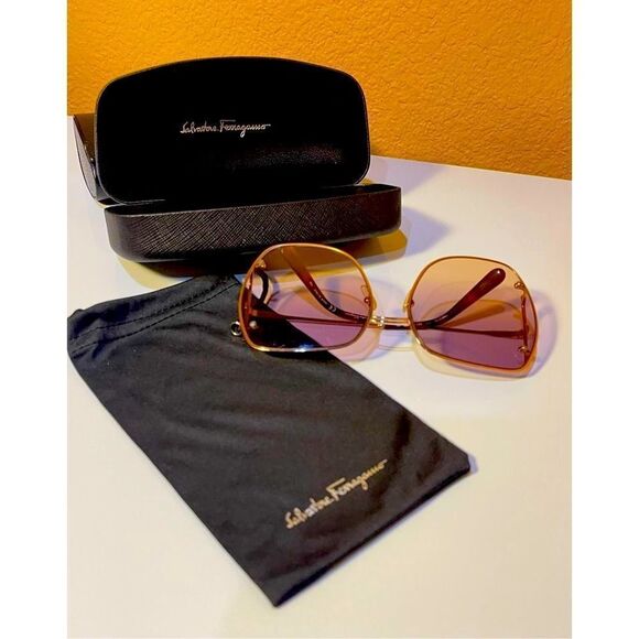 Salvatore FERRAGAMO SF202S Full Rim Extra Large Geometric Frames with Rose Gold main image 15